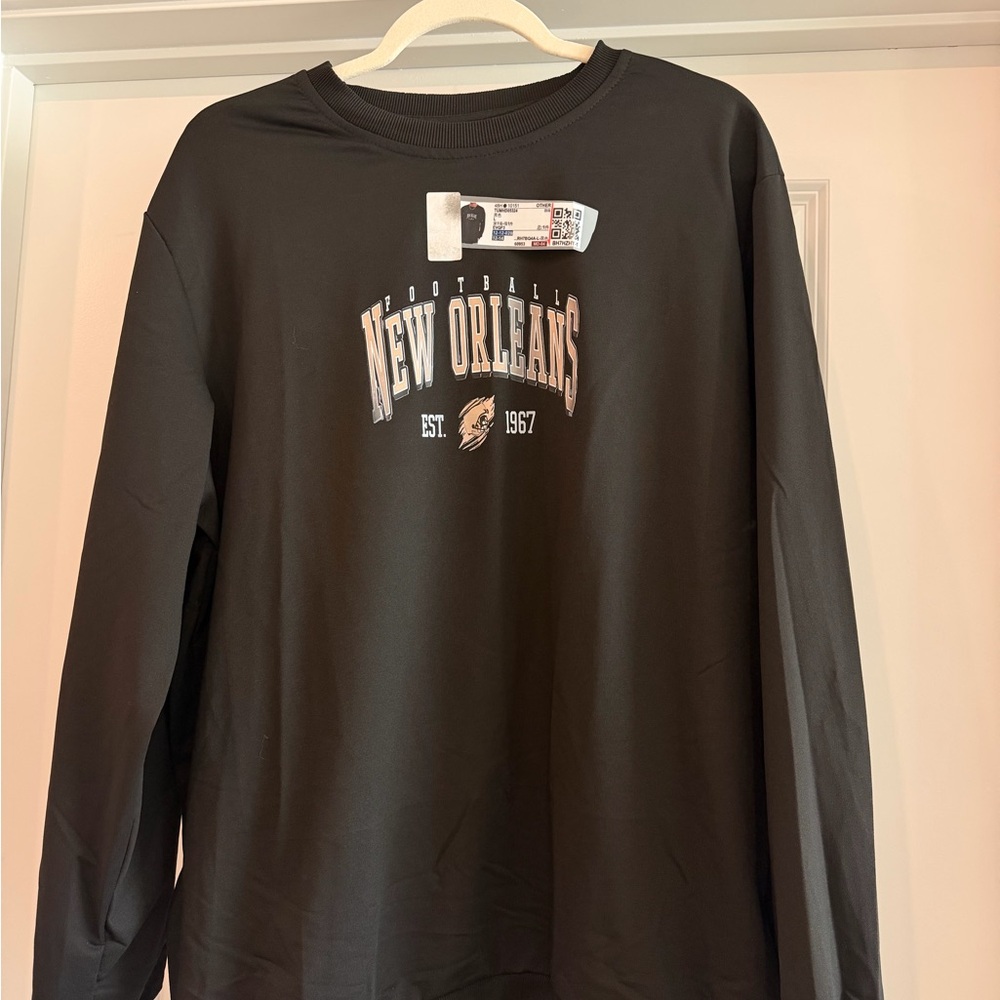 New Orleans Football Black Crewneck Sweatshirt